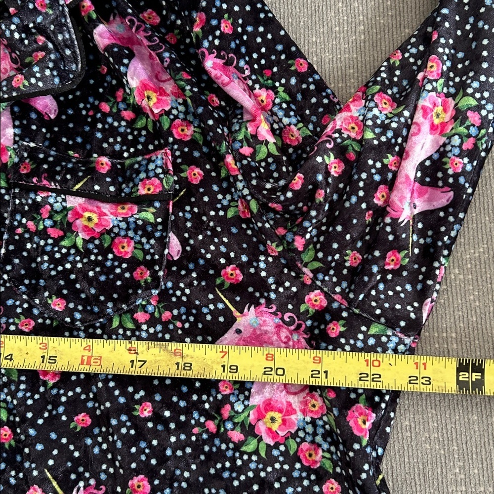 Velvet Black Pink  Floral Whimsy Sleep Shirt Coquette  Oversized  XL unicorn - Picture 11 of 13
